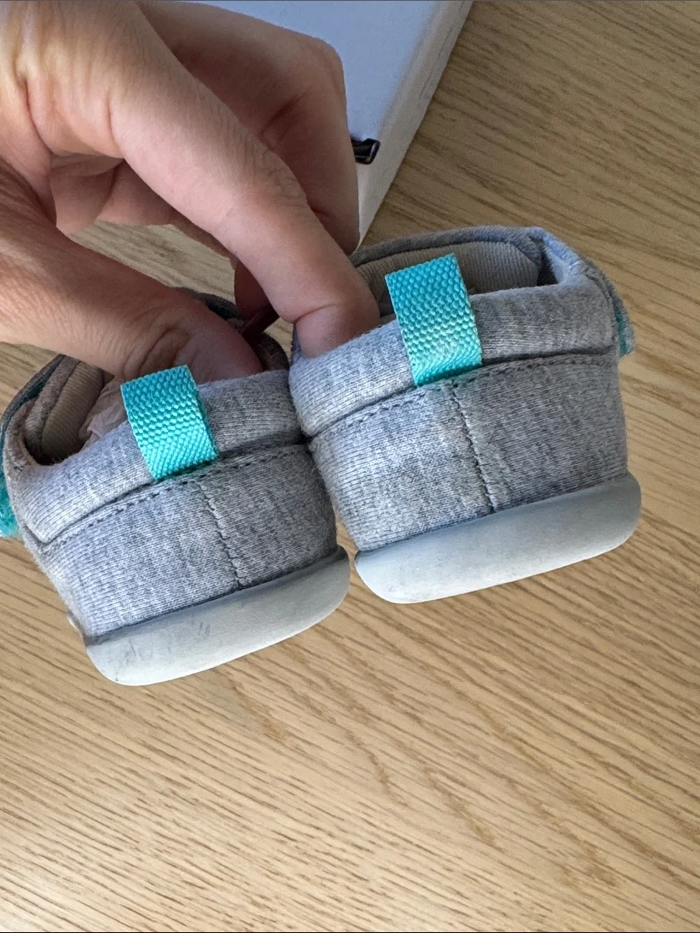 Ten Little Gray & White Baby Velcro Sneakers